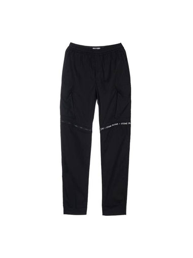 Logo Zipper Cargo Straight Pants Black - STONE ISLAND - BALAAN 1