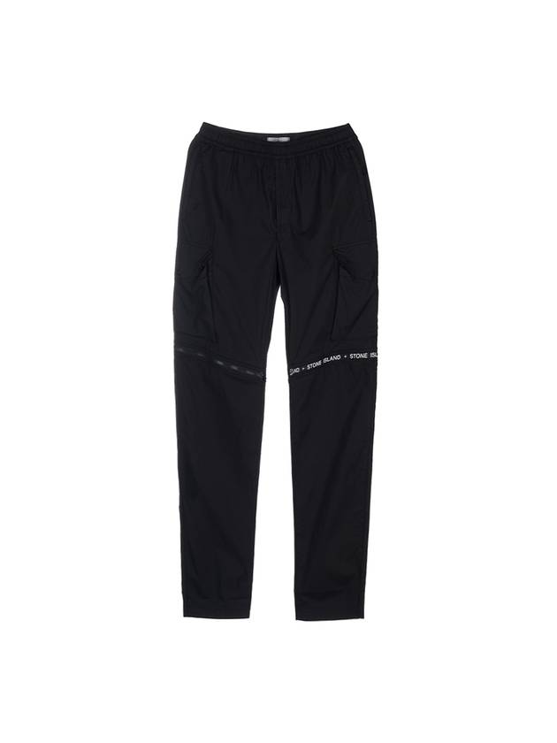 Logo Zipper Cargo Straight Pants Black - STONE ISLAND - BALAAN 2