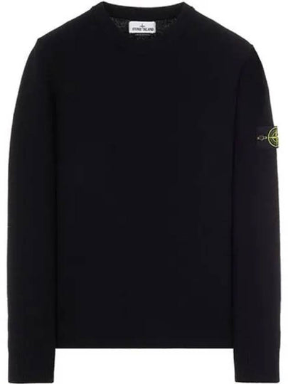 Men's Wappen Patch Crew Neck Wool Knit Top Black - STONE ISLAND - BALAAN 2