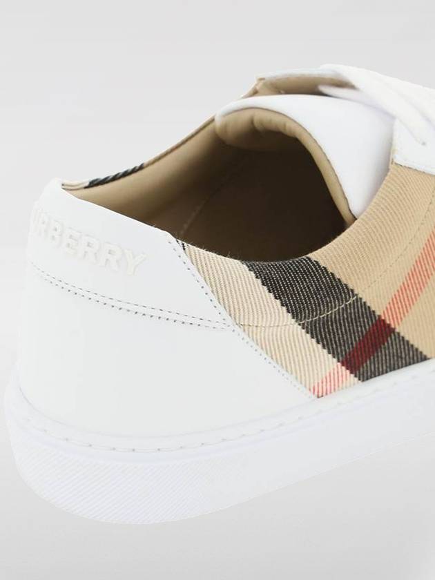 House Check Leather Sneakers Optic White - BURBERRY - BALAAN 4