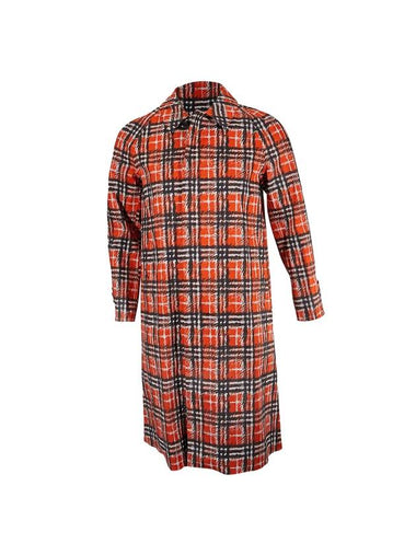 Men's Scribble Check Cotton Car Single Coat Bright Military Red - BURBERRY - BALAAN 1