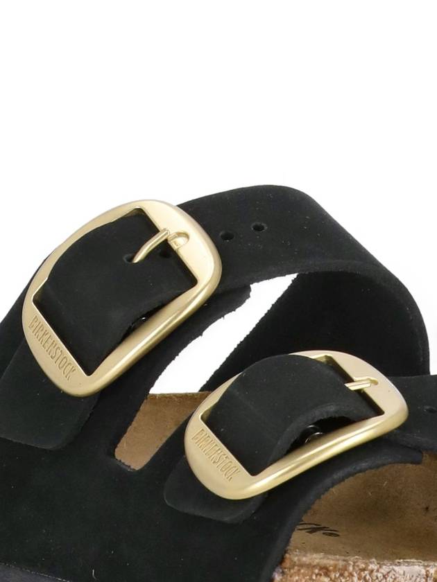 Arizona Big Buckle Nubuck Leather Slippers Black - BIRKENSTOCK - BALAAN 7