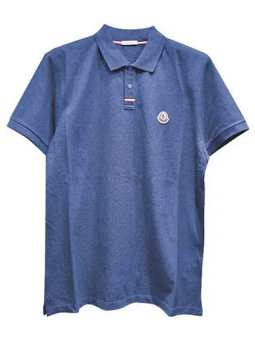 8A00029 899UR 791 Logo Patch Polo T Shirt Blue Gray Men s TSH 270210 - MONCLER - BALAAN 1