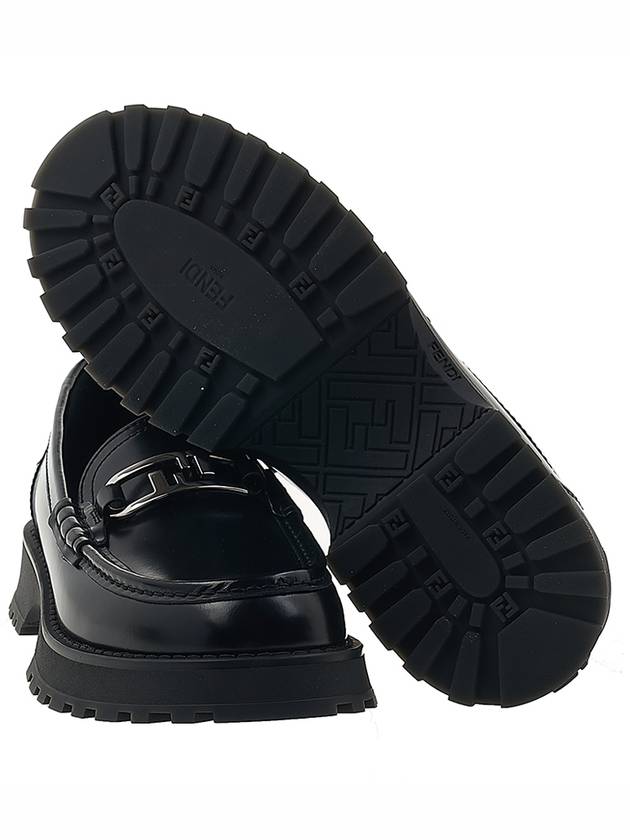 O'Lock Round Toe Calfskin Loafers Black - FENDI - BALAAN 6