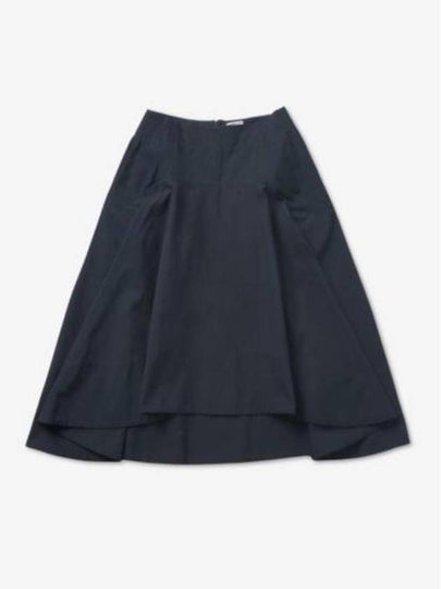 Flare Cotton Unbalanced Skirt Navy - BOTTEGA VENETA - BALAAN 2