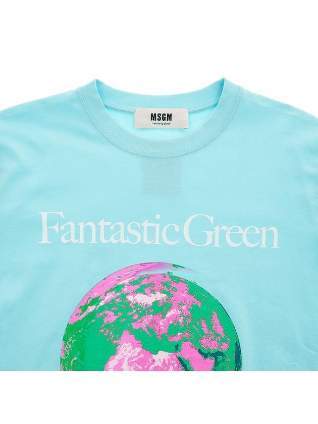 Fantastic Green Logo Short Sleeve T-Shirt Blue - MSGM - BALAAN 4