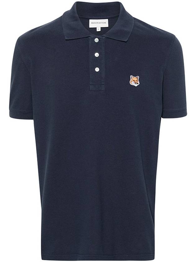 Fox Head Patch Cotton Polo Shirt Blue - MAISON KITSUNE - BALAAN 4