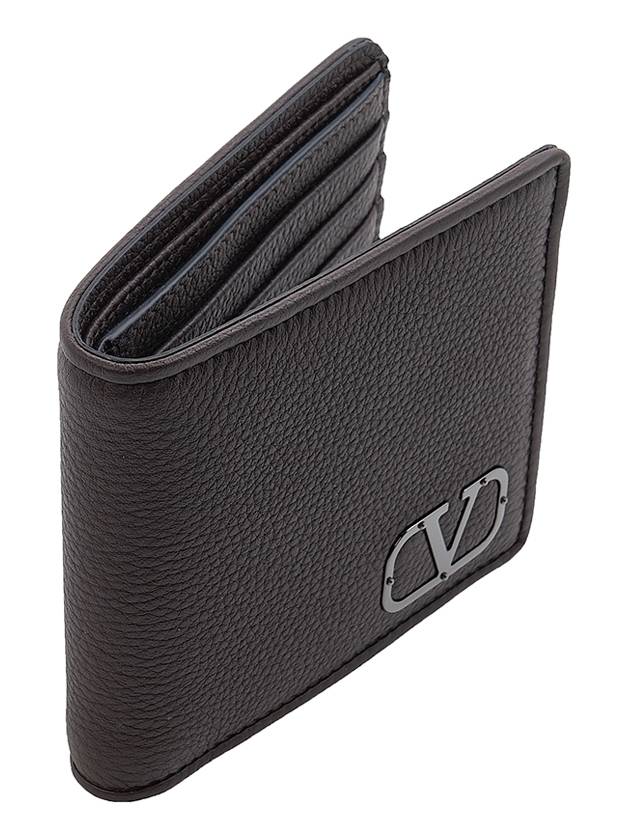 Men's Signature V Logo Half Wallet Brown - VALENTINO - BALAAN 3