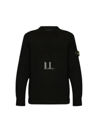 Compass Badge Wool Knit Top Black - STONE ISLAND - BALAAN 2