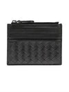 Intrecciato Zipper Card Wallet Black - BOTTEGA VENETA - BALAAN 3