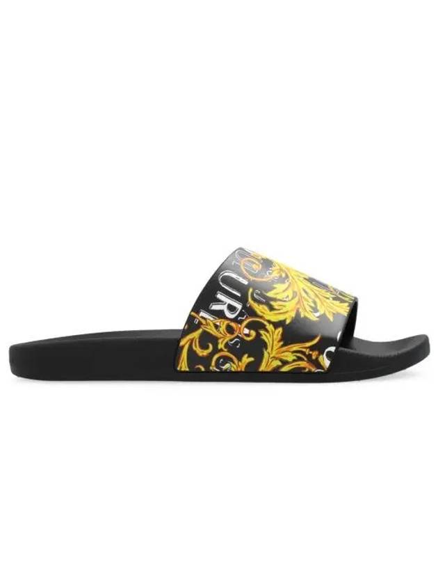 Logo Print Slippers Black - VERSACE - BALAAN 2