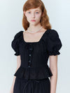 Flower embroidery puff blouse_Black - OPENING SUNSHINE - BALAAN 2