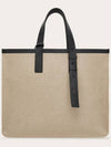 Signature Canvas Tote Bag Natural - SALVATORE FERRAGAMO - BALAAN 4