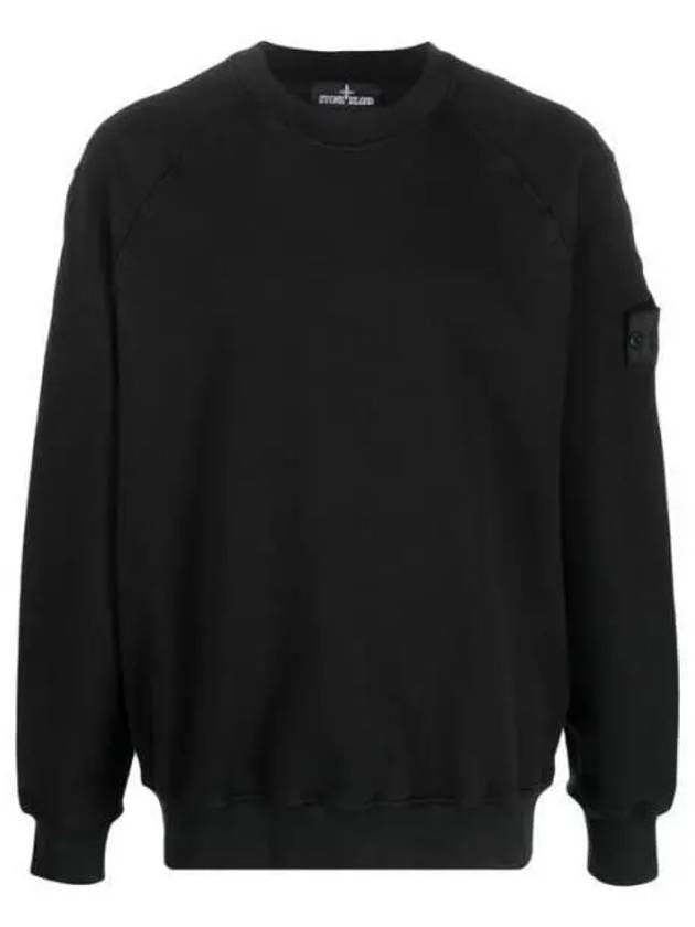 Shadow Logo Crew Neck Cotton Sweatshirt Black - STONE ISLAND - BALAAN 2