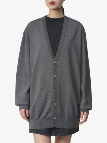 Merino Cardigan Charcoal W4038PCCHARC - WARDROBE.NYC - BALAAN 1