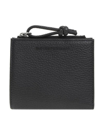 Logo Zipper Card Wallet Black - EMPORIO ARMANI - BALAAN 1