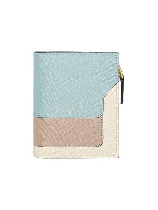 Color Block Leather Half Wallet Blue - MARNI - BALAAN 2