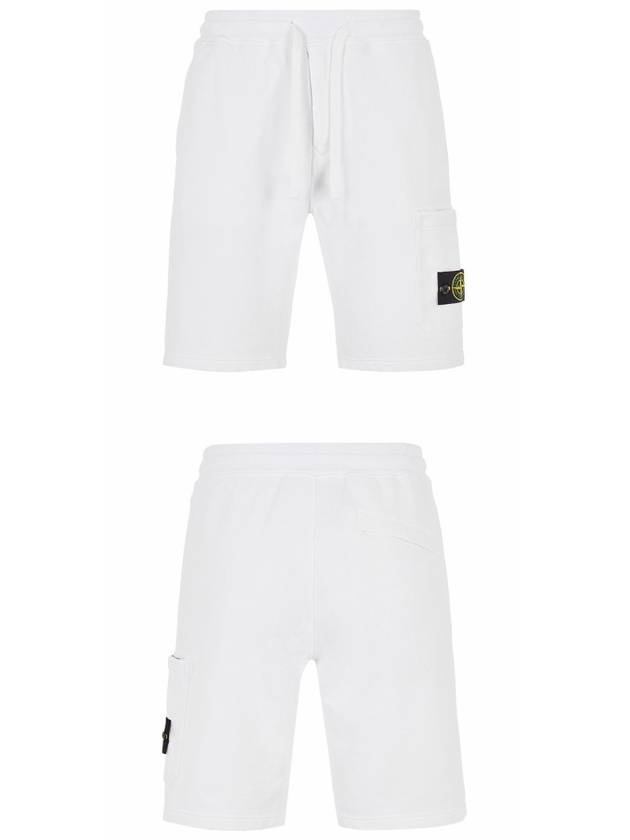 Waffen Patch  Fleece Bermuda Shorts White - STONE ISLAND - BALAAN 5