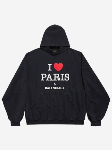 I Love Paris Large Fit Hoodie Black - BALENCIAGA - BALAAN 1