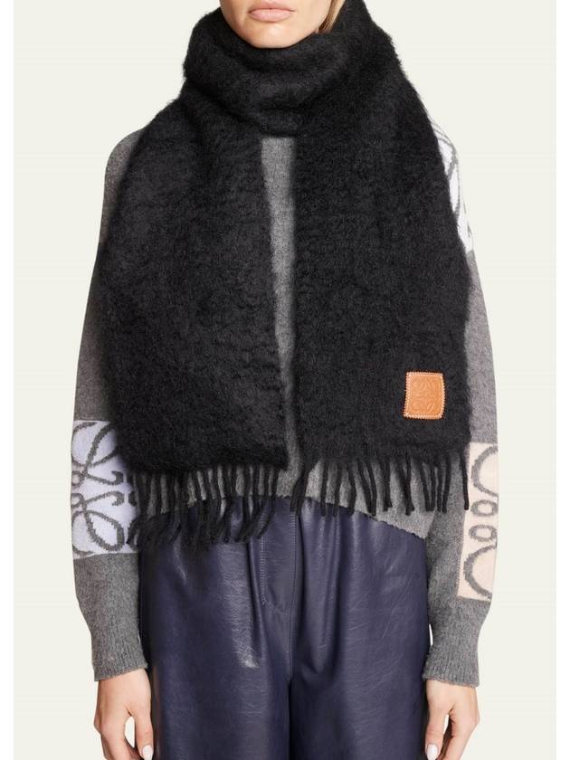 Anagram Fringe Mohair Scarf Black - LOEWE - BALAAN 5