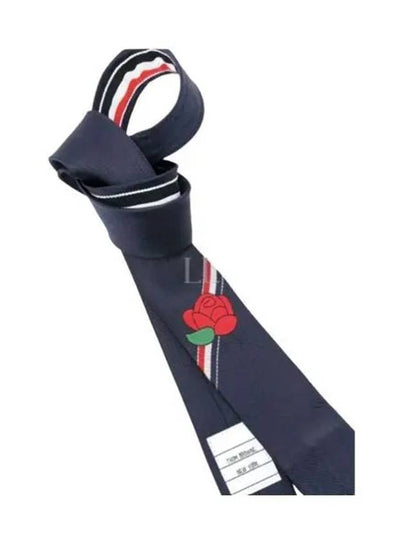 Rose Icon Classic Silk Tie Navy - THOM BROWNE - BALAAN 2