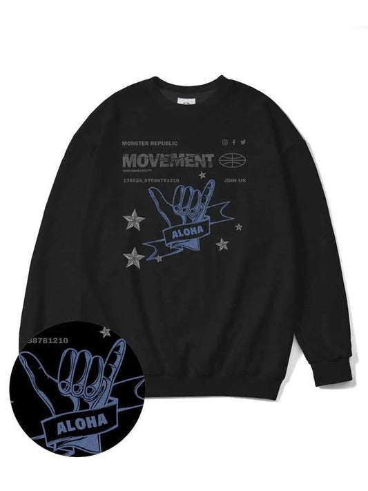 Aloha indigo blue overfit sweatshirt black - MONSTER REPUBLIC - BALAAN 1