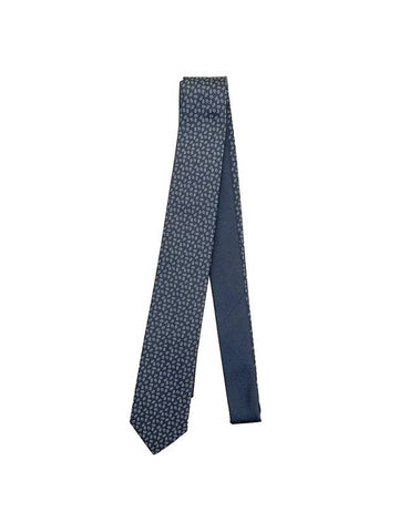 Men's Double 6 Tissee Maillon Tie Gris - HERMES - BALAAN 1