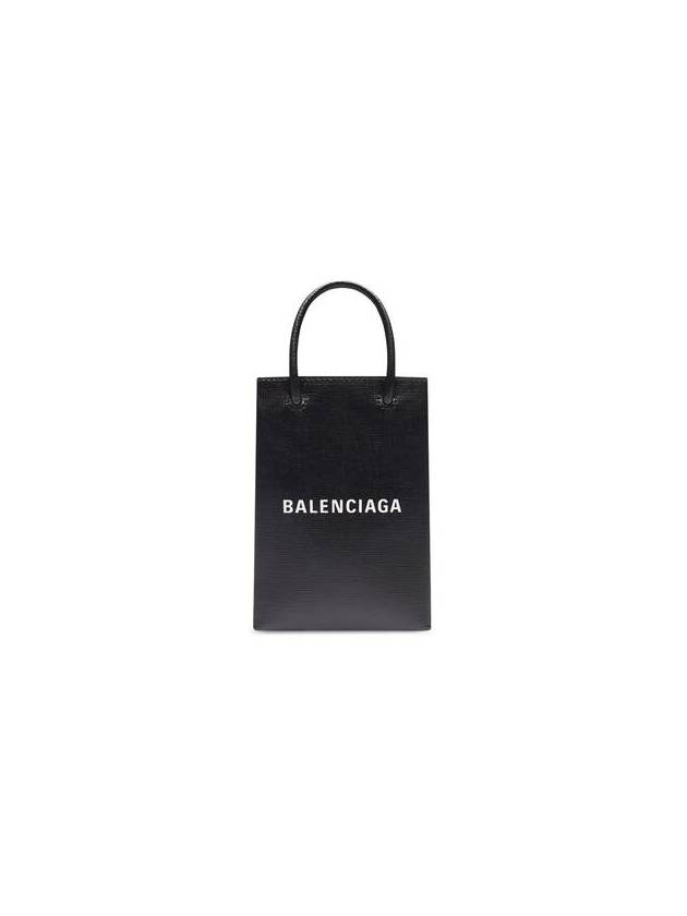 Logo Leather Phone Holder Mini Bag Black - BALENCIAGA - BALAAN 3