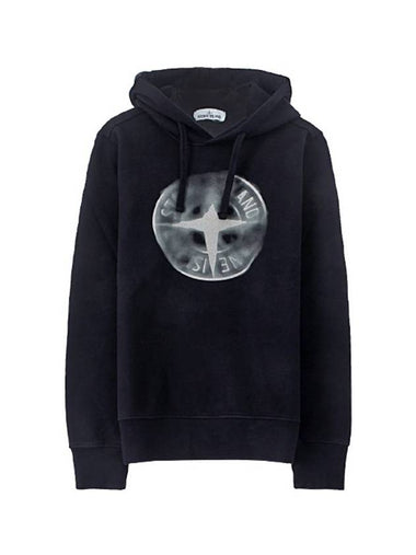 Smudge Logo Hoodie Navy - STONE ISLAND - BALAAN 1