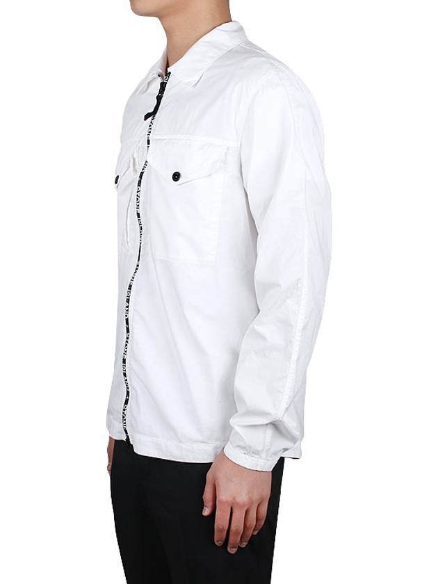 Two Pocket Logo Zip-up Long Sleeved Shirt White - STONE ISLAND - BALAAN 5