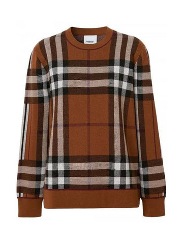 Checked Wool Knit Top Brown - BURBERRY - BALAAN 1