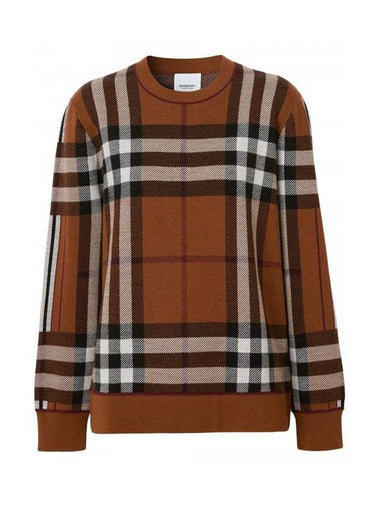 Checked Wool Knit Top Brown - BURBERRY - BALAAN 1