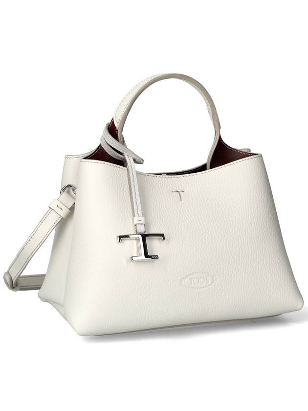 Logo Charm Leather Micro Tote Bag White - TOD'S - BALAAN 2