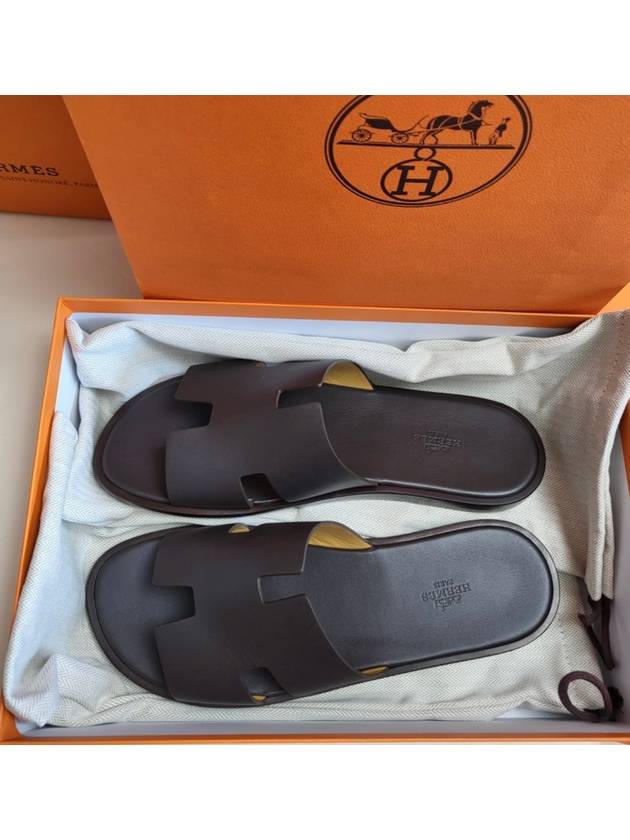 Izmir Leather Slippers Mocha - HERMES - BALAAN 3