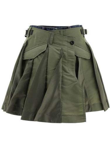 two-tone nylon denim shorts khaki blue - SACAI - BALAAN 1