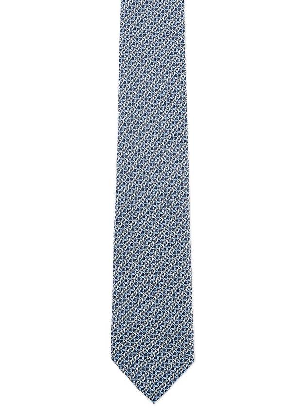 Men's Gancini Logo Silk Tie Navy - SALVATORE FERRAGAMO - BALAAN 2