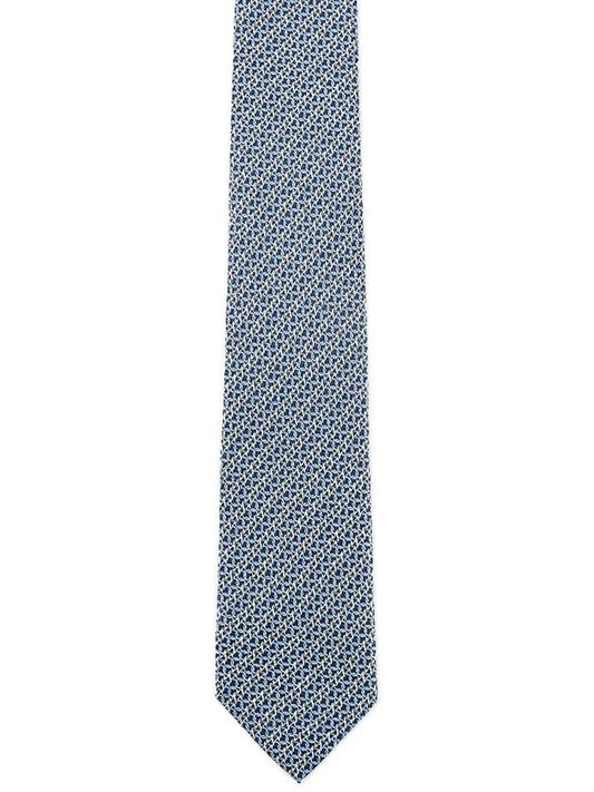 Salvatore Gancini logo silk tie navy - SALVATORE FERRAGAMO - BALAAN.