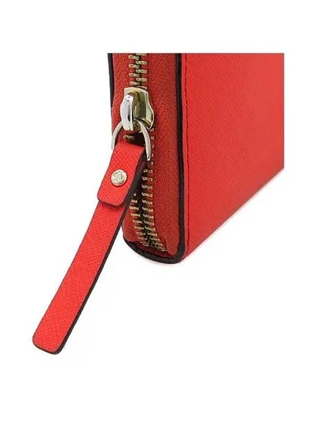 Saffiano leather zip up long wallet with silver logo decoration - KATE SPADE - BALAAN 4