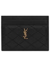 Monogram Gabi Gold Hardware Logo Quilting Card Wallet Black - SAINT LAURENT - BALAAN 2