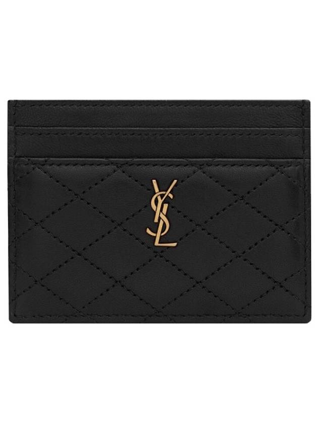 Monogram Gabi Gold Hardware Logo Quilting Card Wallet Black - SAINT LAURENT - BALAAN 2