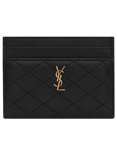 Monogram Gabi Gold Hardware Logo Quilting Card Wallet Black - SAINT LAURENT - BALAAN 2