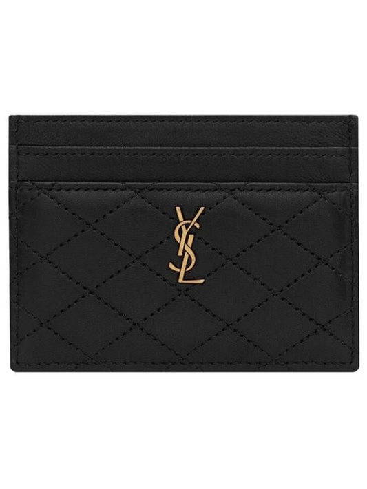 Monogram Gabi Gold Hardware Logo Quilting Card Wallet Black - SAINT LAURENT - BALAAN 2