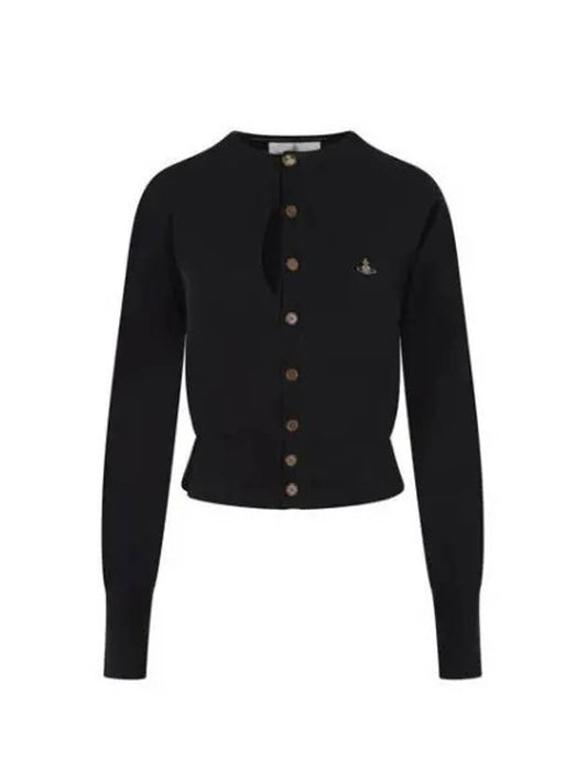 Lift RIPPED Embroidered Logo Cotton Cardigan Black - VIVIENNE WESTWOOD - BALAAN.