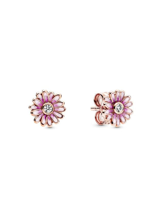 Women Daisy Flower Stud Earrings Rose Pink - PANDORA - BALAAN 1