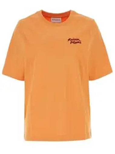 Handwriting Logo Cotton Short Sleeve T-Shirt Orange - MAISON KITSUNE - BALAAN 1