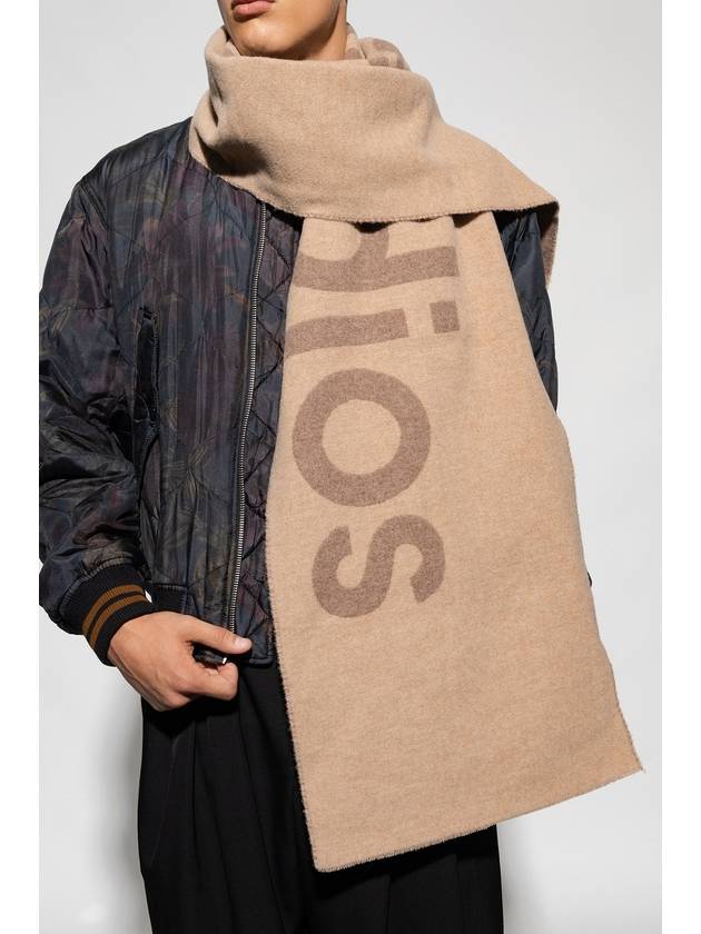 Jacquard Logo Two Tone Wool Muffler Brown - ACNE STUDIOS - BALAAN 7