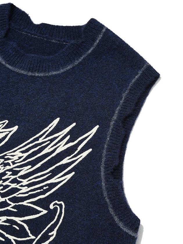 Embossed Griffin Vest Unisex Graphic Knit Vest Blue - PHOS333 - BALAAN 4