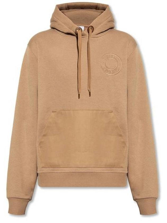 Logo Graphic Cotton Jersey Oversized Hooded Camel - BURBERRY - BALAAN.