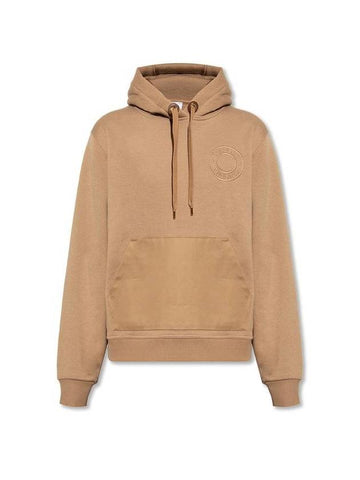 Logo Graphic Cotton Jersey Oversized Hoodie Camel - BURBERRY - BALAAN 1