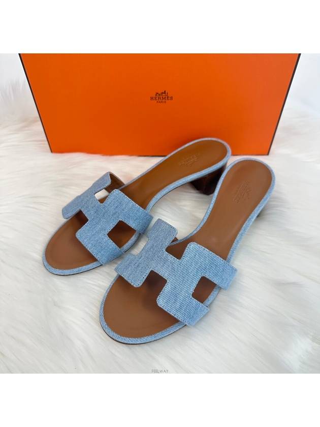 Oasis Denim Sandals Slippers H211250ZH - HERMES - BALAAN 5